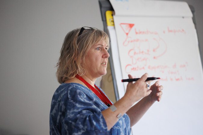 woman carrying out training