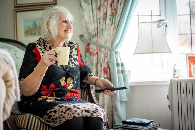 Woman sitting at home